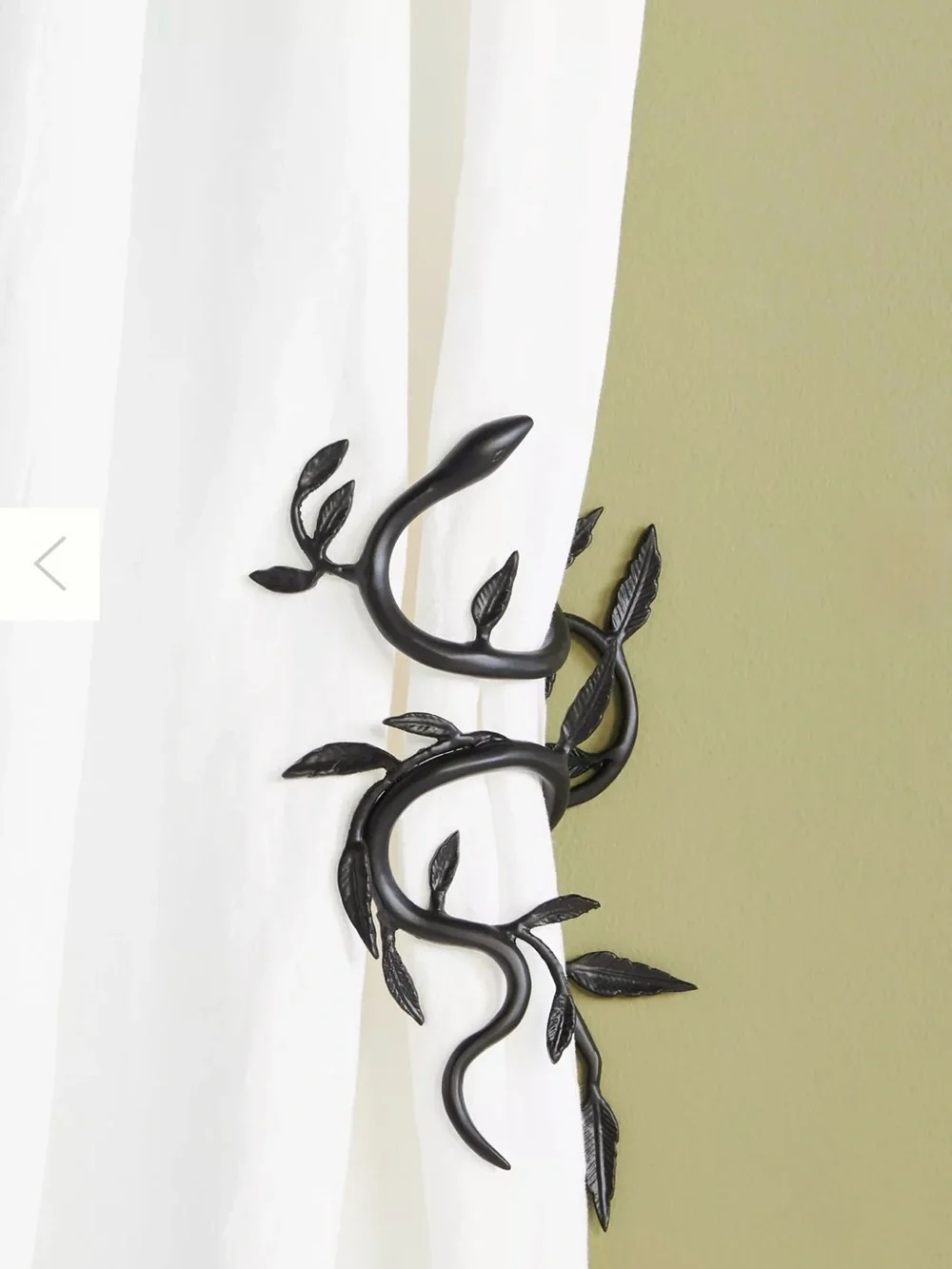NEW Anthropologie Serpentine Curtain Tiebacks, Set of 2, Left & Right, Black